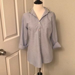 JCrew chambray button down embellished collar VGUC